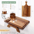 Nnewvante Acacia Wood Couch Arm Table with Charcuterie Board & Cheese Knife - Image 2