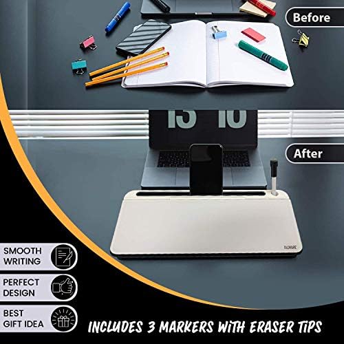 Desktop Whiteboard Set with 3 Colored Markers and Dry Erase Surface, Glass Whiteboard with Accessory Tray, White - Image 4
