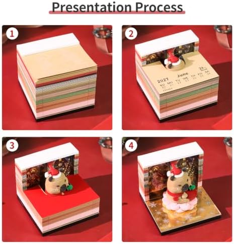 3D Memo Pad Time Piece Calendar 2027, 3D Tear-Off Art Desk Calendar 2027, Creative 3D Memo Pad Paper Art Tree House DIY Paper Carving Decoration (Christmas capybara) - Image 6