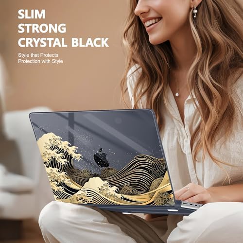 May Chen for 2026 MacBook Pro 14-inch M5 M4 M3 M2 M1 Pro/Max Chip, Release 2026 2025-2021, Model A3427 A3426 A3434 A3112 A3401 A3185, Plastic Hard Shell with Keyboard Cover, Black Sea Wave - Image 4