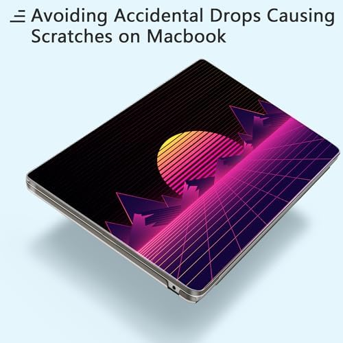Case for MacBook Air 13.6 Inch M5 2026 M4 (2025) M3 (2024) & M2 (2022) - Aesthetic Clear Hard Shell Skin Ultimate 6-in-1 Bundle with TPU Keyboard Cover, 2X USB-C Adapters, Retro Synthwave - Image 3