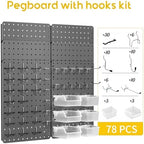 Pegboard Organizer Kit,6 Pack 14.76x10.82 in Metal Panels with 6 Bins, Gray - Image 2