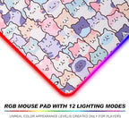 RGB Cute Kawaii Cat Gaming Desk Mat & Mouse Pad, XL, Pink - Image 6