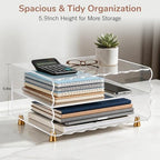 2+1 Tier Paper Letter Tray,Acrylic Desk Organizer with Scalloped Edge& Gold Metal Feet,Top Display Design,Space Saving Clear Organizer for Women, A4 File, Letter, Books,Notes,Home & Office - Image 4