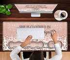 Large Mouse Pad, Office Desk Pad,Laptop Desk Table Protector Writing Mat, Ergonomic Extended Pink Leopard Mouse Pad, Keyboard Wrist Rest Support Set,Proverbs 31:25 Verse Desk Mat Gaming Mouse Pad - Image 4
