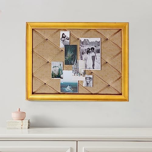 SOFE 21x27 Large Farmhouse Burlap Pin Board, Wood Framed Bulletin Board - Image 4