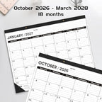 Desk Calendar 2026-2027 large 22 x17 (October 2026-March 2028) Desk Calendar 2026-2027 Large 22 x17,Classic Black Calendar 2027, Calendar 2027 with Plastic Cover - Image 4