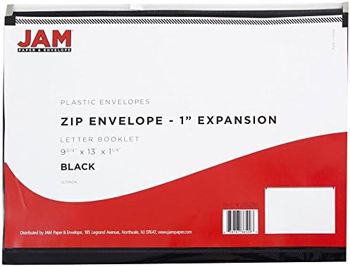 JAM PAPER Plastic Envelopes with Zip Closure - Letter Booklet - 9 3/4 x 13 - Black - 12/Pack - Image 3