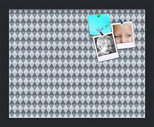 PinPix 15x12 inch Cork Bulletin Board. This Decorative Framed Pin Board Comes with Diamond Pattern in Grey and Blue Design and Satin Black. Ideal for Home, Office Decor or School (PinPix-227) by PinPixBulletinBoards