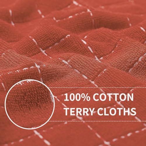 Homaxy Cotton Terry Kitchen Towels and Dishcloths Set of 16, Rust - Image 6