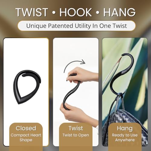 EMBRACE Purse Hook for Table, Foldable Handbag Hook Holds 22 lb, Black - Image 2