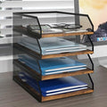 Natwind 4-Tier Stackable Metal Mesh Paper Organizer with Sliding Tray,Retro by Natwind