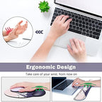 ARTSO Large Mouse Pad Set Ergonomic Keyboard Wrist Rest Support, Memory Foam Gel Wrist Pad, Non-Slip Extended Desk Mat Protector, Pink Sakura Fuji Mountain - Image 4
