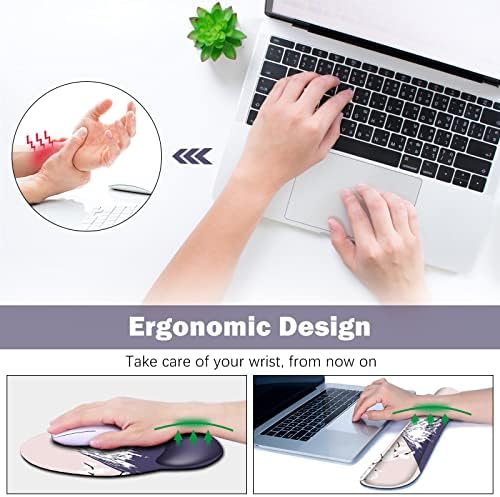ARTSO Large Mouse Pad Set Ergonomic Keyboard Wrist Rest Support, Memory Foam Gel Wrist Pad, Non-Slip Extended Desk Mat Protector, Pink Sakura Fuji Mountain - Image 4