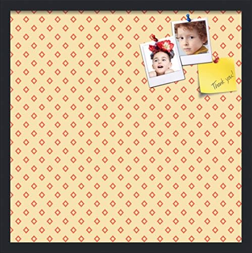 PinPix 22x22 inch Cork Bulletin Board. This Decorative Framed Pin Board Comes with Diamonds in Red and Yellow Design and Satin Black. Ideal for Home, Office Decor or School (PinPix-333) by PinPixBulletinBoards