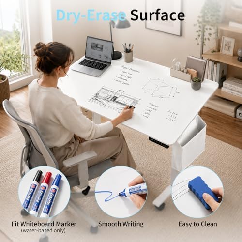 3-in-1 Standing Drafting Desk with 90° Tilt Whiteboard, 35×24" - Image 4