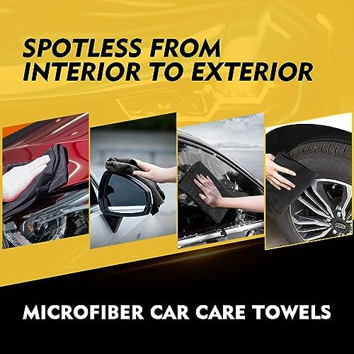 HOMEXCEL Black Microfiber Cleaning Cloth 200 Pack, 11.5 x 11.5 inch Bulk Shop Towels | Reusable Cleaning Rags for Cars, Kitchen, Window, Garage and House, Ultra Absorbent, Lint Free, Streak Free - Image 4