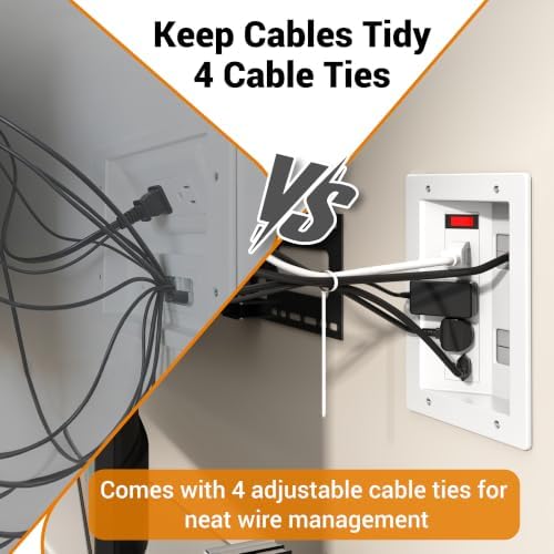 3 Usage Modes in Wall Cable Management Kit with Recessed Power, 4 Outlets - Image 6