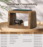 Bamboo Charging Station for Multiple Devices, 15W Fast Wireless Charger Night Light with 3 Color& 4 Adjustable Brightness, Night Stand Charger Station for iPhone/iWatch/AirPods (6953) - Image 7