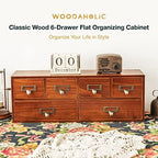 6-Drawer Vintage Desk Organizer Classic Brown Wood Storage Drawers for Tabletop - Slim Retro Style Desktop Organizing Cabinet with 6 Drawers - Office Study Table Wood Storage Box Organizer, 1-pack - Image 5