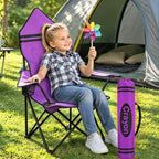 Purple Crayon Classroom Chair for Back to School, Foldable School Seat with Armrests, Cup Holder and Carry Bag, Portable Reading Chair for Library Corner and Learning Area - Image 2