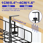 Under Desk Cable Management Tray No Drill Steel Rack Black - Image 4