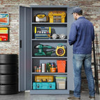 BESFUR Metal Storage Cabinet, 71" H Steel Locking Storage Cabinet with 2 Doors and 4 Shelves for Garage, Office, Classroom - Image 2