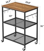Homleke 3-Tier Rolling Kitchen Microwave Cart, Utility Cart - Image 4