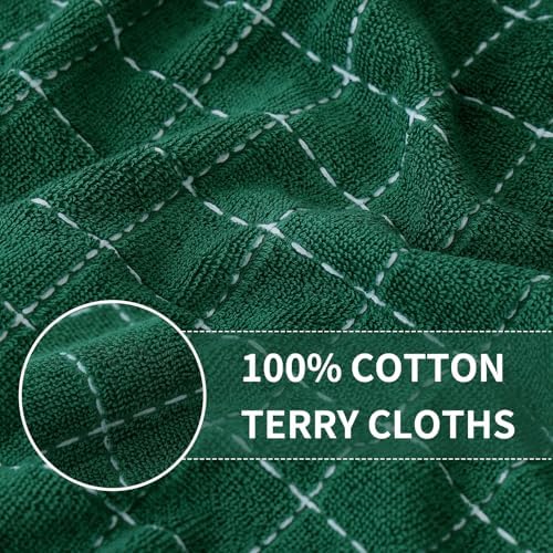 Homaxy Cotton Terry Kitchen Towels and Dishcloths Set of 10, Dark Green - Image 2