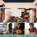 31.5"x 11.8" Oversized Gaming Mouse Pad Set, Ergonomic Keyboard and Mouse Wrist Rest + Cup Holder, Non-Slip Desktop Pad, Suitable for Home and Office Use, Vintage Skull - Image 3