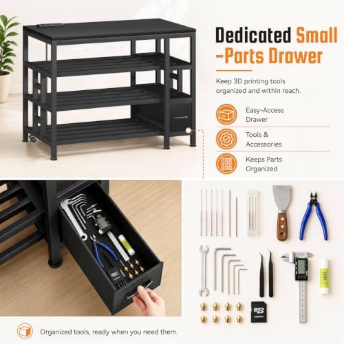 3D Printer Stand with Storage, Filament Storage, Carbon Fiber Finish - Image 4