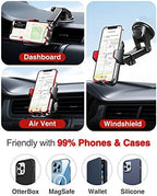 VANMASS【85+LBS Strongest Suction & Military-Grade Ultimate Car Phone Mount【Patent & Safety Certs】 Cell Phone Holder for Dash Windshield Vent for iPhone 17 Pro Max Automobile Interior Sets, Red - Image 3