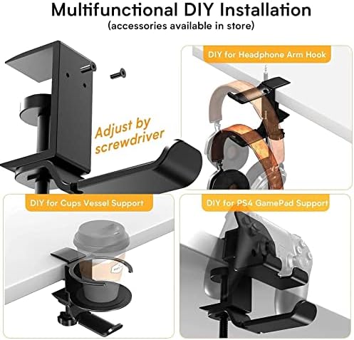 Under‑Desk Dual Gaming Headset Hanger,Rotatable Clamp Hook - Image 6