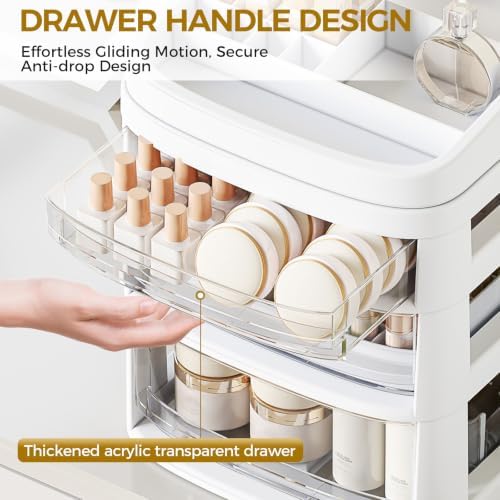 Rolling Cart with 6 Drawers, Clear Plastic Drawer Organizers, Vanity Cart - Image 4