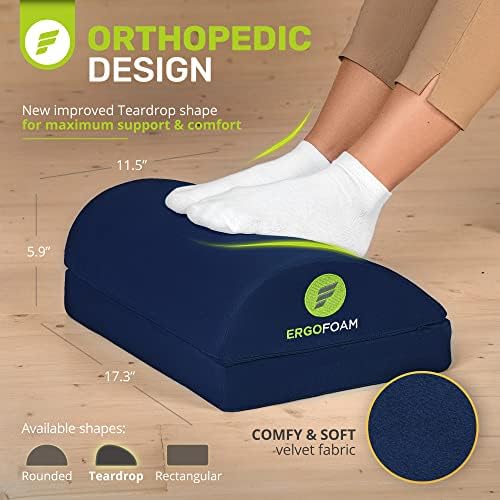 ErgoFoam Foot Rest - Chiropractor-Endorsed Orthopedic Teardrop Design 2in1 Adjustable Premium Under Desk Footrest for Lumbar, Back, Knee Pain (Navy Blue) - Image 2