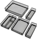 5 Pack Desk Drawer Organizer Tray Set - Stackable Metal Mesh Desk Drawer Organizers and Accessories, for Office Supplies Storage(Black) by AojSup