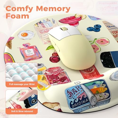 iLeadon Mouse Pad Set，Vintage Stickers Large Desk Mat with Wrist Rest - Image 4