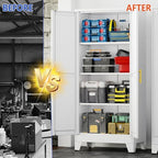 GAIOUS 61''Tall Metal Garage Storage Cabinet,File Cabinet with Door and Adjustable Shelves, Outdoor Steel Tool Cabinet for Home,Office,Warehouse,Garage,White - Image 6