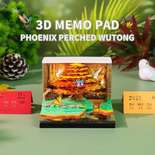 2027 3D Calendar, Paper Carving Sticky Notes, Creative Memo Pad with Light - Image 2
