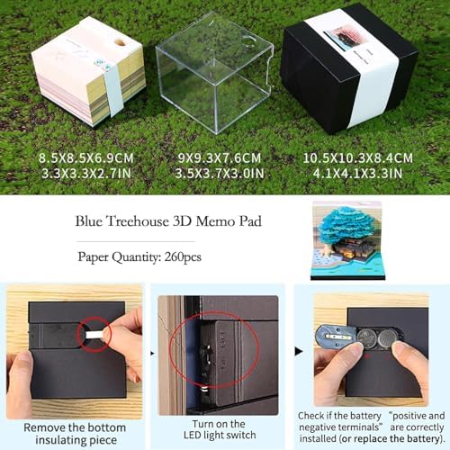 3D Memo Pad 260 Sheets Tree House Notepad with Light Kawaii Sticky Note Pad 3D Paper Carving Art Craftwork Omoshiroi Desk Decoration Pen Holder DIY High-Grade Creative Gift - Image 5