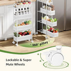 KINGRACK 4 Tier Slim Rolling Cart with Drawer, Metal Utility Storage Cart - Image 4