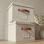 Decorative File Organizer Box Set of 2 - Collapsible Linen Filing Cabinets by ZICOTO