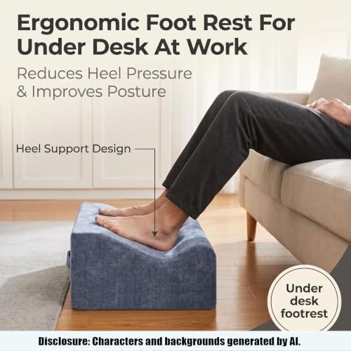 Foot Rest for Under Desk at Work, Soft Ergonomic Footrest, - Image 4