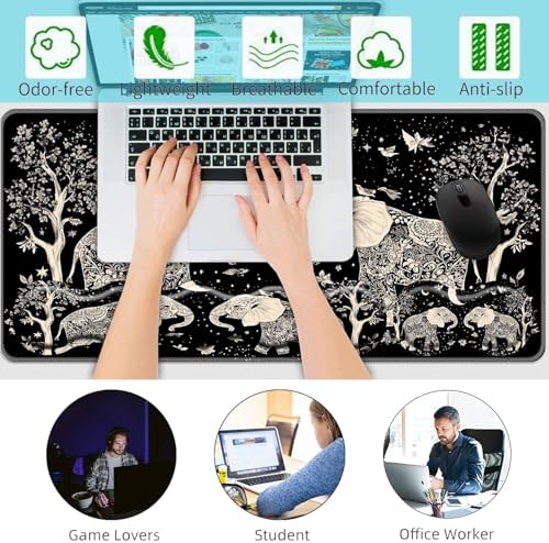 Keyboard Wrist Rest+Mouse Wrist Pad+Desk Pad Set,Memory Foam Ergonomic Easy Typing Pain Relief for Computer Laptop Office Home - Cute Elephant - Image 6