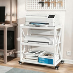 Natwind 3 Tier Printer Stand, 27.6" W x 19.7" D Large Printer Cart,White - Image 2