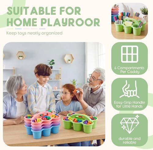 5 Pack Classroom Caddy with Handle Pastel Classroom Table Caddy - Image 4