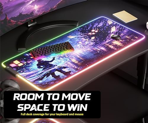 RGB Gaming Mouse Pad Large Extended Desk Mat 35.4x15.7in XXL XXXL Mousepad LED Light Up Keyboard Mat PC Gamer Desk Pad Gaming Accessories Extra Big Mouse Mats Full Desk Size - Arcane Rift - Image 3