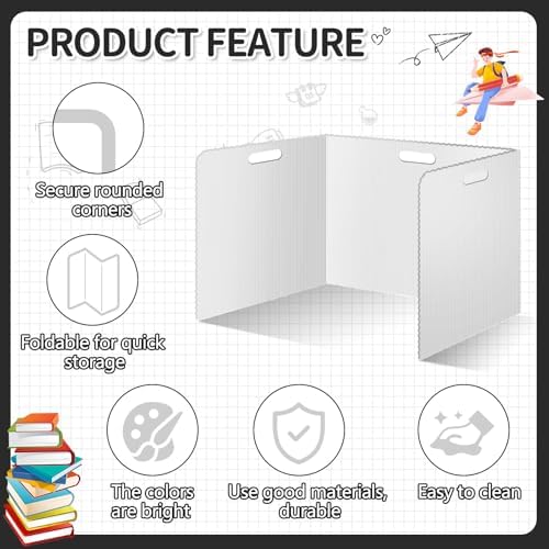 30 Pcs Desk Dividers for Students Plastic Durable and Waterproof Privacy Folders Shields Test Dividers(30pcs White) - Image 3