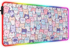 RGB Cute Kawaii Cat Gaming Desk Mat & Mouse Pad, XL, Pink by JIANG100