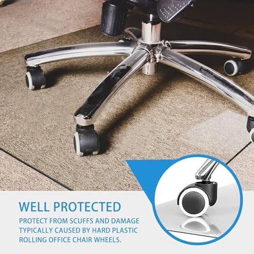 GLSLAND 36" x 46" Office Chair Mat for Carpet, Tempered Glass Floor Mat - Image 4